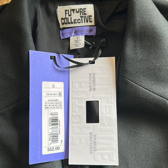 Future Collective Kahlana Barfield Brown x Target Black Tie Front Blazer  szS - Picture 8 of 13